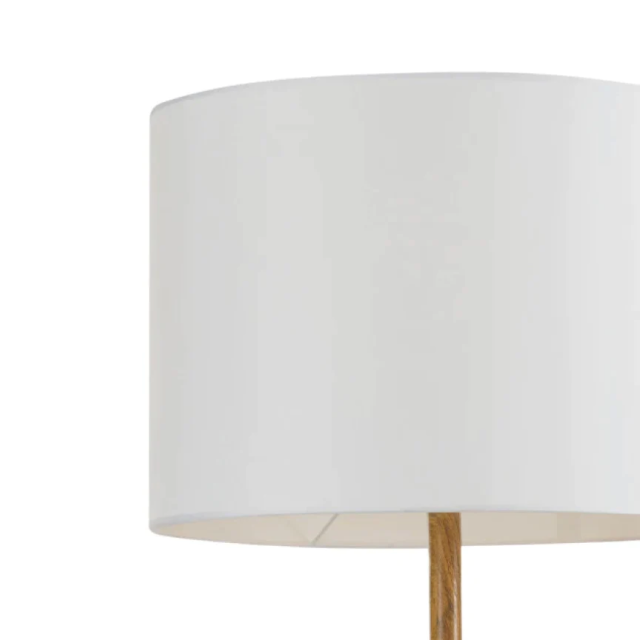 65" Faux Wood Floor Lamp With White Fabric Shade