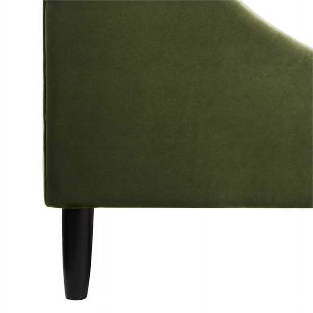 Aspen Vertical Tufted Headboard Platform Bed, Olive Green Performance Velvet, Queen