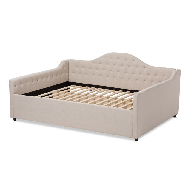 Baxton Studio Eliza Light Beige Fabric Full Size Daybed With Trundle