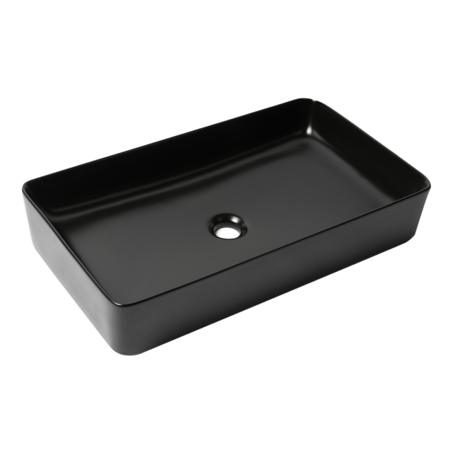 Black Matte 24" Modern Rectangular Above Mount Ceramic Sink