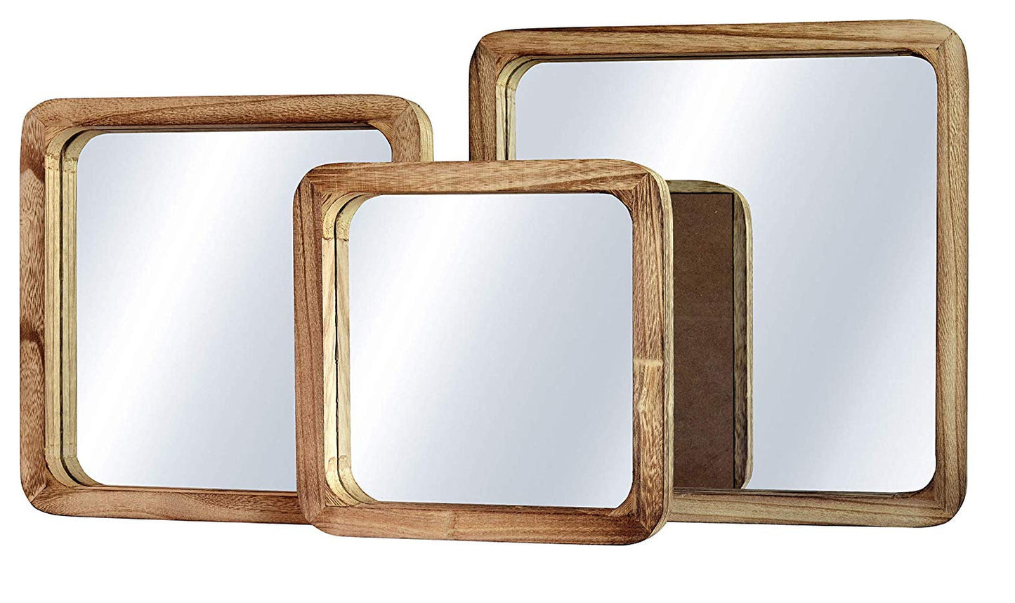 3 Piece Boho Square Framed Mirror Set